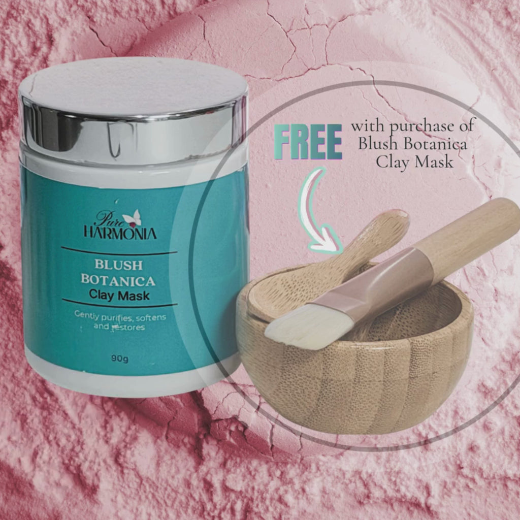 BLUSH BOTANICA - Clay Mask with BONUS Bamboo Bowl and Tools by Pure Harmonia
